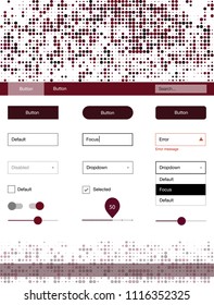 Dark Red vector Material Design Kit with dots. Modern Style guide with colorful gradient circles in its header. Beautiful layout for websites, landing pages.