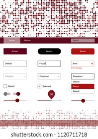 Dark Red vector Material Design Kit with dots. Simple Material Design Kit with colorful dots in header. Modern template for your landing page.