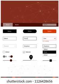 Dark Red vector Material Design Kit with lines, circles. Simple Material Design Kit with colorful triangles, circles. This sample is for your website.