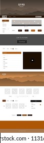 Dark Red vector Material Design Kit with hills. Simple Material Design Kit with colorful mountains in header. Beautiful layout for websites, landing pages.