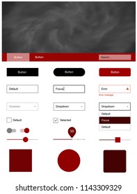 Dark Red vector Material Design Kit with stars. Colorful Style guide with stars on abstract background. This sample is for your landing page.