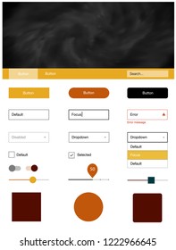 Dark Red vector Material Design Kit with stars. Decorative ui kit design in abstract style with colorful sky. Simple colorful design for websites.