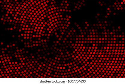 Dark Red vector modern geometrical circle abstract background. Dotted texture template. Geometric pattern in halftone style with gradient. 