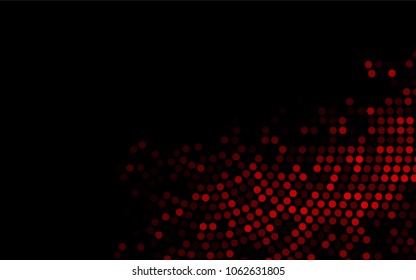 Dark Red vector modern geometrical circle abstract background. Dotted texture template. Geometric pattern in halftone style with gradient. 