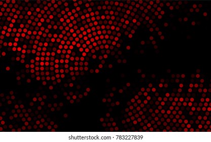 Dark Red vector modern geometrical circle abstract background. Dotted texture template. Geometric pattern in halftone style with gradient. 