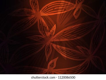Dark Red vector natural abstract background. A vague abstract illustration with doodles in Indian style. A new texture for your design.