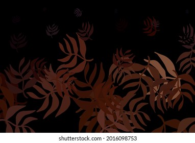 Dark Red vector natural artwork with leaves. A vague abstract illustration with leaves in doodles style. Brand new style for your business design.