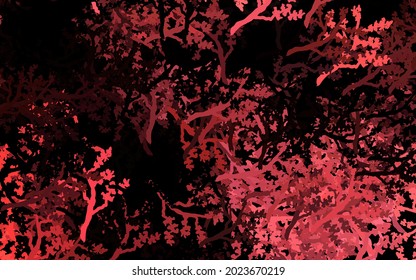 Dark Red vector natural artwork with trees, branches. Colorful abstract illustration with trees in doodle style. Doodle design for your web site.