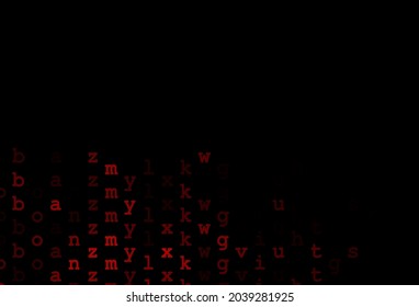Dark , red vector pattern with ABC symbols. Modern geometrical illustration with ABC english symbols. The pattern can be used for ad, booklets, leaflets of education.