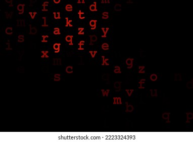 Dark red vector pattern with ABC symbols. Colored alphabet signs with gradient on white background. The pattern can be used as ads, poster, banner for books.