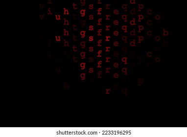 Dark red vector pattern with ABC symbols. Blurred design in simple style with signs of alphabet. The pattern can be used as ads, poster, banner for books.