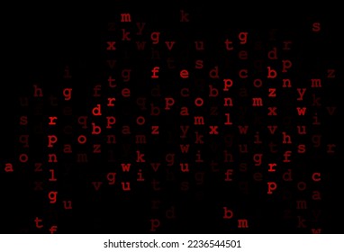 Dark red vector pattern with ABC symbols. Shining colorful illustration with isolated letters. Template can be used as a background for ads of typography.