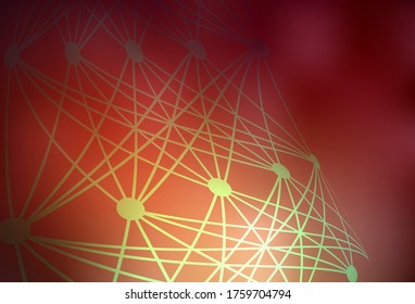 Dark Red vector pattern with artificial intelligence network. Colored AI structure with gradient lines and dots. Smart design for promotion of bid data.