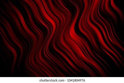 Dark Red vector pattern with bent lines. A sample with blurred bubble shapes. Textured wave pattern for backgrounds.