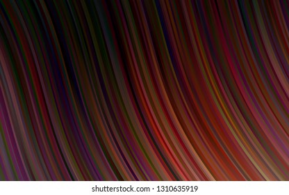 Dark Red vector pattern with bent ribbons. A sample with blurred bubble shapes. Brand new design for your ads, poster, banner.