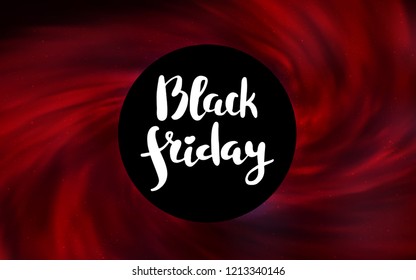 Dark Red vector pattern with a black hole, stars. Colorful illustration of a black hole on a starry backdrop. Backdrop for ads, leaflets of Black Friday.