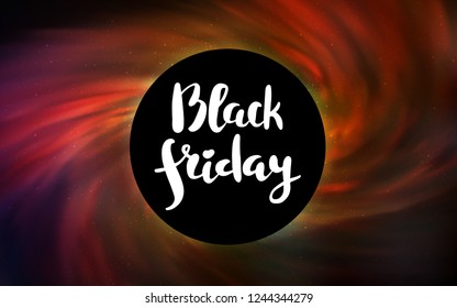 Dark Red vector pattern with a black hole, stars. Gradient colorful illustration with a black hole, stars. Backdrop for super sales on Black Friday.
