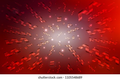 Dark Red vector pattern with christmas ribbons. Confetti on blurred abstract background with colorful gradient. New design for ad, poster, banner of your Party.