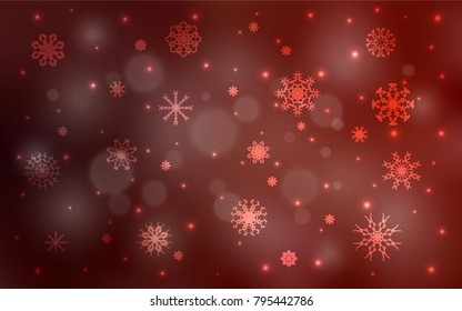 Dark Red vector pattern with christmas snowflakes. Modern geometrical abstract illustration with crystals of ice. The template can be used as a new year background.