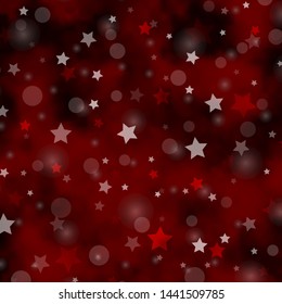Dark Red vector pattern with circles, stars. Colorful disks, stars on simple gradient background. Design for wallpaper, fabric makers.