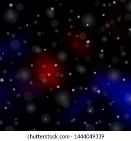 Dark Red vector pattern with circles, stars. Abstract design in gradient style with bubbles, stars. Pattern for trendy fabric, wallpapers.