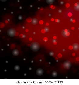 Dark Red vector pattern with circles, stars. Abstract illustration with colorful spots, stars. Pattern for wallpapers, curtains.