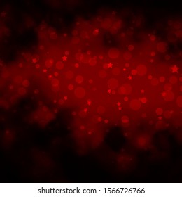 Dark Red vector pattern with circles, stars. Colorful illustration with gradient dots, stars. Design for wallpaper, fabric makers.