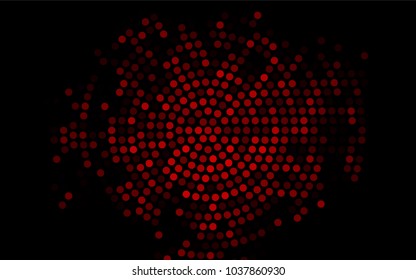 Dark Red vector pattern with colored spheres. Geometric sample of repeating circles on white background in halftone style.