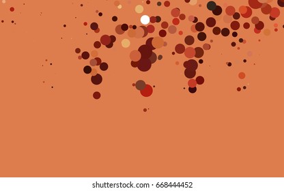 Dark Red vector pattern with colored spheres. Geometric sample of repeating circles on white background in halftone style.