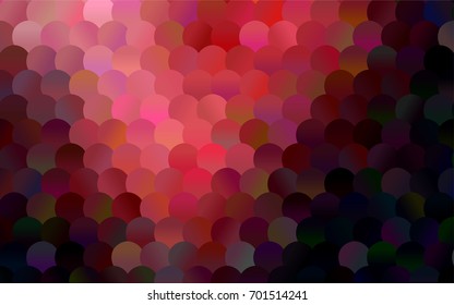 Dark Red vector pattern with colored spheres. Geometric sample of repeating circles on white background in halftone style.