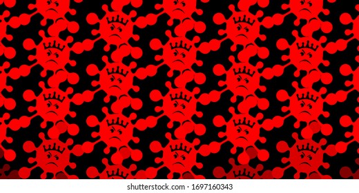 Dark red vector pattern with coronavirus elements. Simple design in abstract style with infection forms. Simple design against epidemic information.