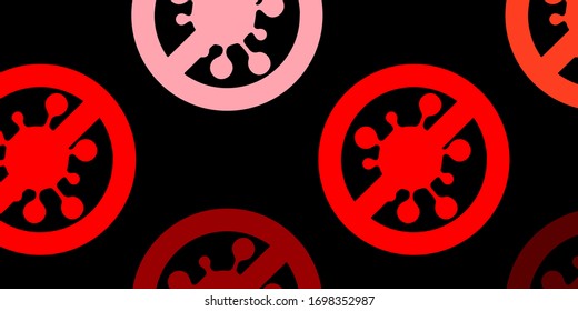 Dark Red vector pattern with coronavirus elements. Smart illustration with covid signs in decorative style. Simple design against epidemic information.