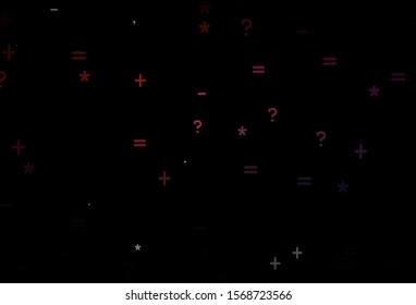 Dark Red vector pattern with Digit symbols. Shining colorful illustration with isolated Digit signs. Template for landing page of typography.