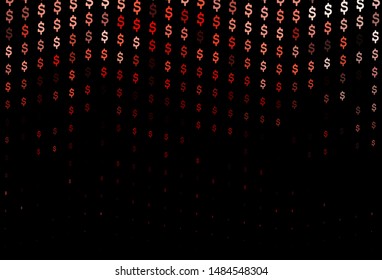 Dark Red vector pattern with dollar, USD, usa. Colored symbols of all currency on white background. Smart design for your business advert of economic, wealth.