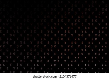 Dark red vector pattern with EUR, USD, GBP, JPY. Modern abstract illustration with symbols of money. Smart design for your business advert of economic, wealth.