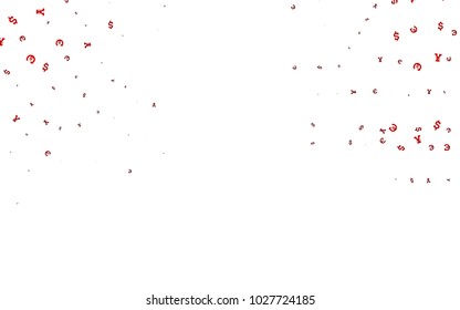 Dark Red vector pattern with Euro, Dollar, Yen. Shining colored illustration with EUR, USD, JPY signs. The pattern can be used as ads, poster, banner for payments.