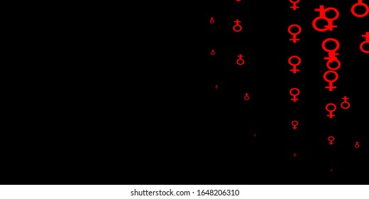 Dark Red vector pattern with feminism elements. Abstract illustration with a depiction of women's power. Background for International Women’s Day.