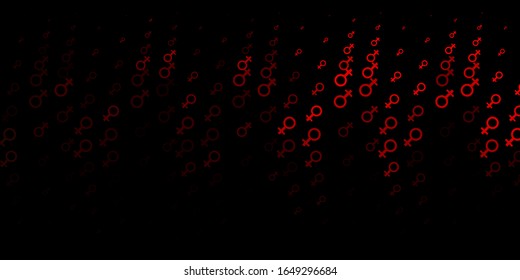 Dark Red vector pattern with feminism elements. Illustration with signs of women's strength and power. Simple design for your web site.