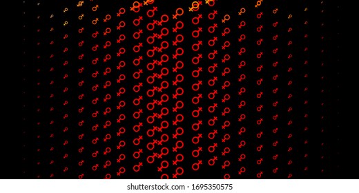 Dark Red vector pattern with feminism elements. Colorful feminism symbols with a gradient in modern style. Design for International Women’s Day.