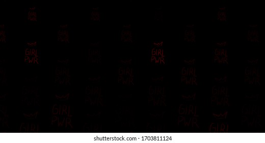 Dark Red vector pattern with feminism elements. Abstract illustration with a depiction of women's power. Design for International Women’s Day.