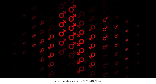 Dark Red vector pattern with feminism elements. Abstract illustration with a depiction of women's power. Elegant design for wallpapers.