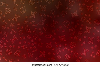 Dark Red vector pattern with fresh ingredients. Beautiful colored illustration with food in doodle style. Template for meal cooking in kitchen.