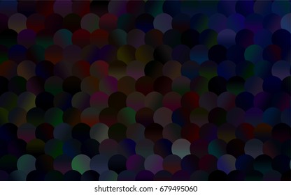 Dark Red vector red pattern of geometric circles, shapes. Colorful mosaic banner. Geometric background with colored disks.