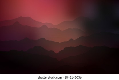 Dark Red vector pattern with lines, ovals. Creative geometric illustration in mountain style with gradient. Mountain design for your web site.