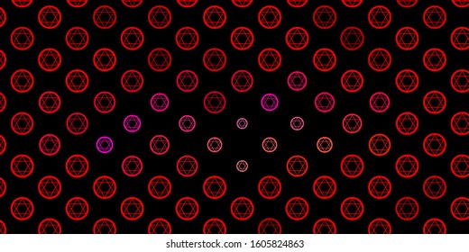 Dark Red vector pattern with magic elements. Colorful mystic symbols with a gradient in ancient style. Background for esoteric, mystic designs.