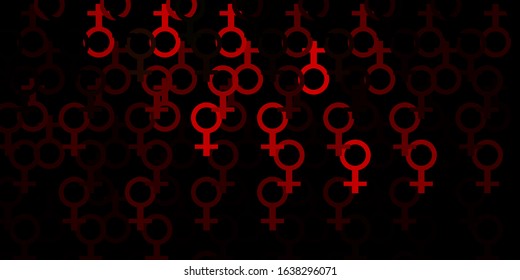 Dark Red vector pattern with magic elements. Colorful mystic symbols with a gradient in ancient style. Design for magic, spiritual events.