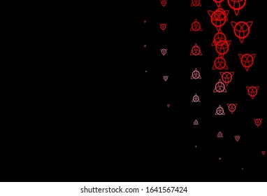 Dark Red vector pattern with magic elements. Illustration with magical signs of spiritual power. Best design halloween events.