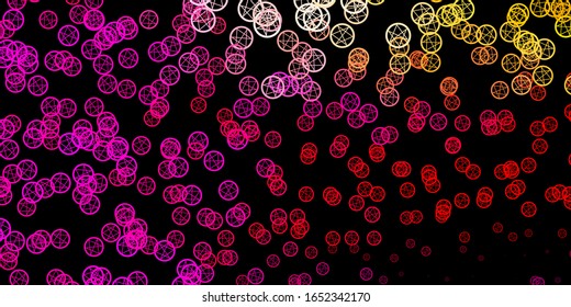 Dark Red vector pattern with magic elements. Colorful mystic symbols with a gradient in ancient style. Simple base for your occult design.