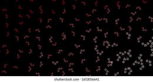 Dark Red vector pattern with magic elements. Colorful vintage illustration with gradient alchemy shapes. Simple base for your occult design.
