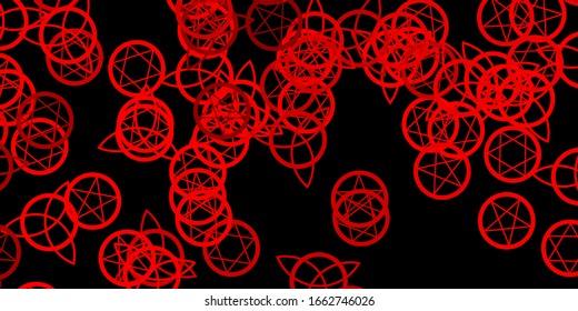 Dark Red vector pattern with magic elements. Retro design in abstract style with witchcraft forms. Background for esoteric, mystic designs.